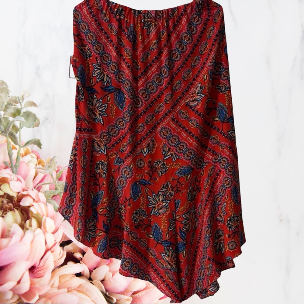 Laundry by Shelli Segal Skirt Gypsy Floral Flutter Hem Assymetrical  NWT Sz M - Picture 3 of 6